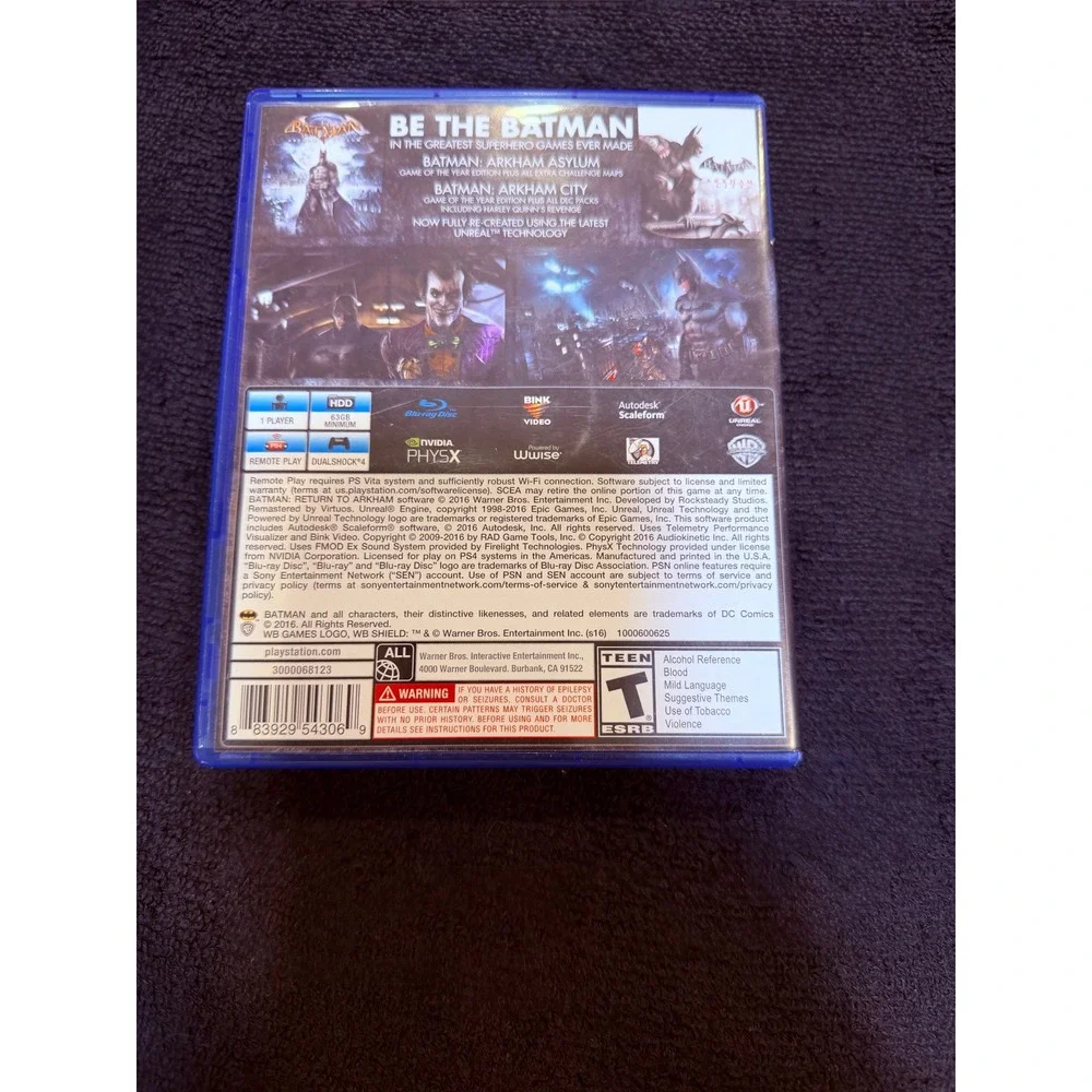 Batman Return to Arkham PS4 Sony PlayStation 4 Arkham Asylum City Remastered